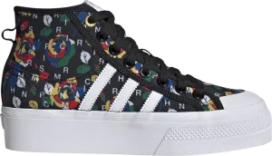 Adidas Rich Mnisi x Wmns Nizza Platform Mid 'Pop-Art Roses' Sneakers, Black