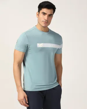 Crew Neck Blue Printed T-Shirt - Samuel