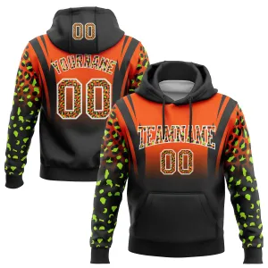 Custom Stitched Orange Black-White Fade Fashion Leopard Print Sports Pullover Sweatshirt Hoodie