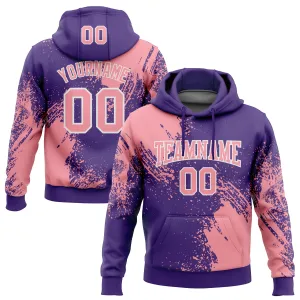 Custom Stitched Purple Medium Pink-White 3D Pattern Design Abstract Brush Stroke Sports Pullover Sweatshirt Hoodie