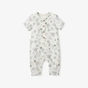 Koala Print Organic Muslin S/S Baby Jumpsuit