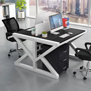 Simple Modern Finance Staff Desk and Chair Set, Black and White