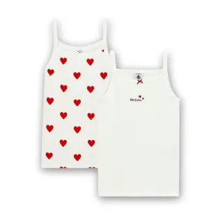 White with Red Heart Print Cami Set