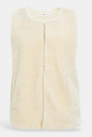 Women Ivory Sleeveless Fur Jacket