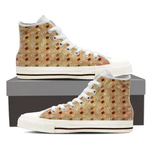 Women's High Top Bookish Pattern White