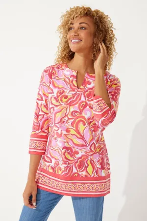 Women's St. Lucia Tunic Top  |  Coral Multicolor Rio Paisley